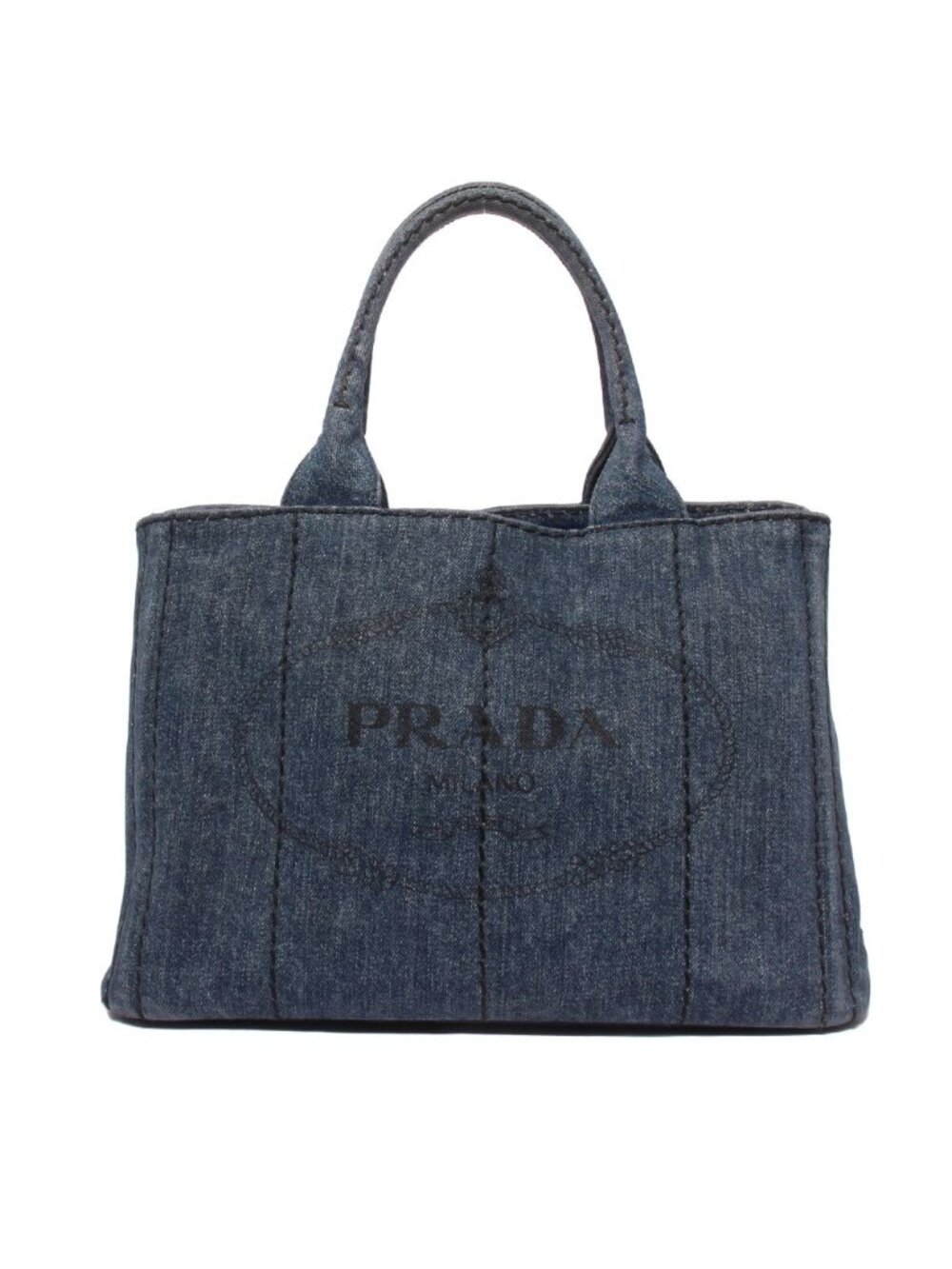 Prada Handbag Mini Tote Denim Canapa